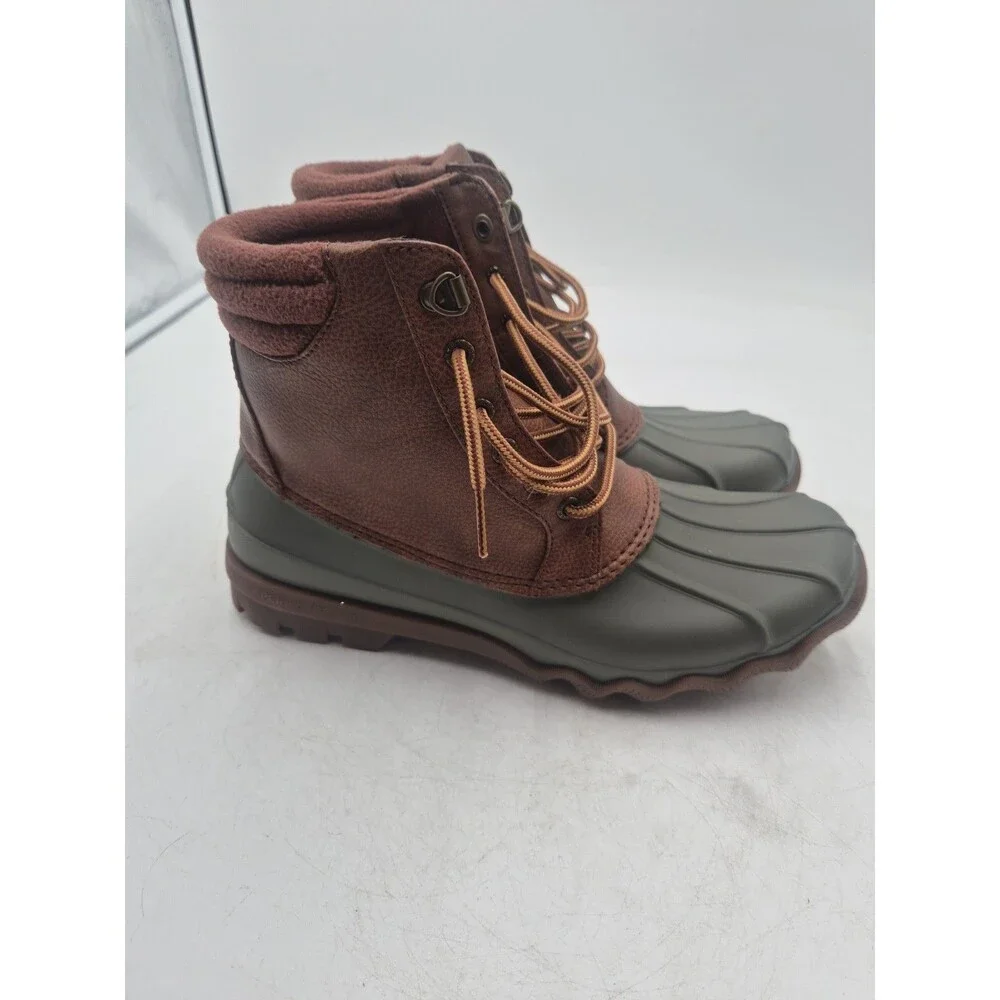Sperry Mens Avenue Duck Boots Tan Olive Green Waterproof Size 9 Sts23429